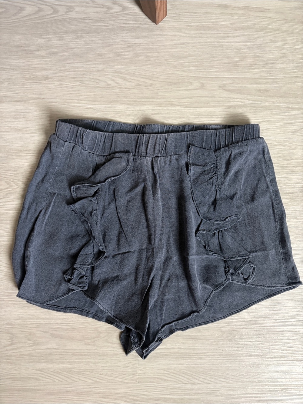 Mustard Seed Black High-Waist Ruffle Shorts